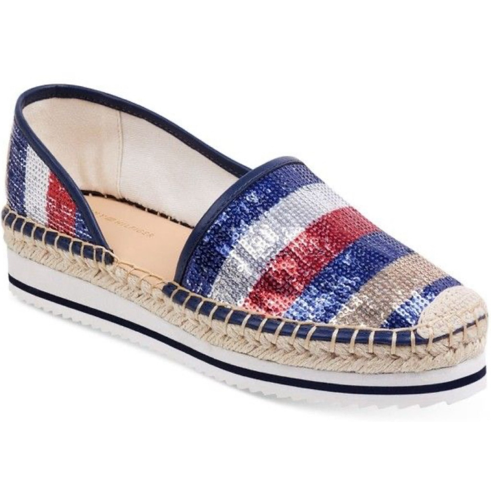 Tommy Hilfiger Espadrille Flats Size 8.5 M Red White Blue